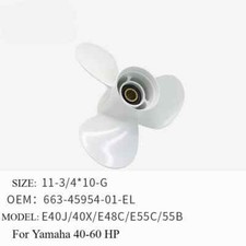 Outboard Propeller for Yamaha 40-60 HP 11-3/4X10-G 663-45954-01-EL E40J/40X/E48C