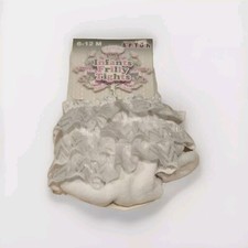 3x Infant Frilly Tights - School, Christening, Party (White) - 0- 18 Months