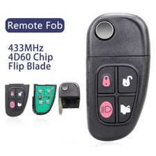 433MHz for Jaguar XJ XJR X Type S Type 4 Button Flip Remote Key Fob UK