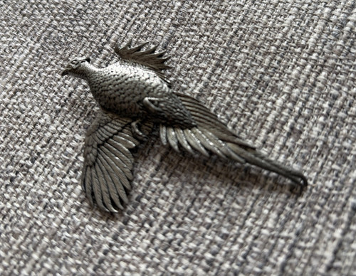 Pewter brooch peacock in - pewter,