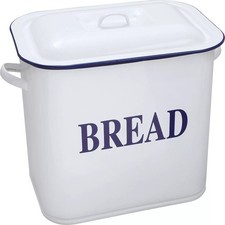 Falcon Oblong Bread Bin 34cm White Enamelware Traditional Kitchen Storage