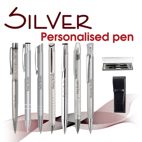 Personalised metal pen - , silver