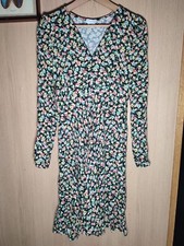 Ghost Black/Multi Floral Viscose Puff Long Sleeve Flared Skirt Dress • Races • S