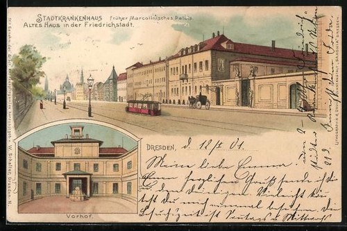 Lithograph dresden city - lithograph, dresden,