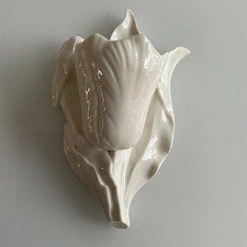 Vintage White Porcelain Tulip Shaped Flower Hanging Ornament 8” Tall VGC
