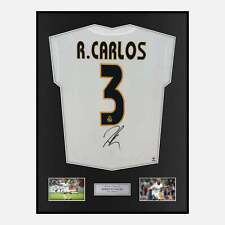 Framed Roberto Carlos Signed Real Madrid Shirt Clearance [Classic]