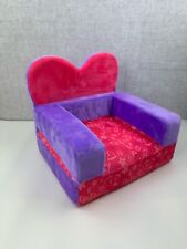 Build A Bear Plush Pink Purple Heart Shaped Fold Out Couch Futon Bed Chair