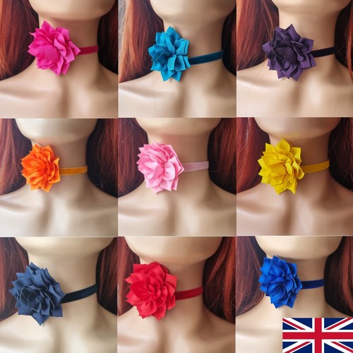 Big flower choker necklace - big,