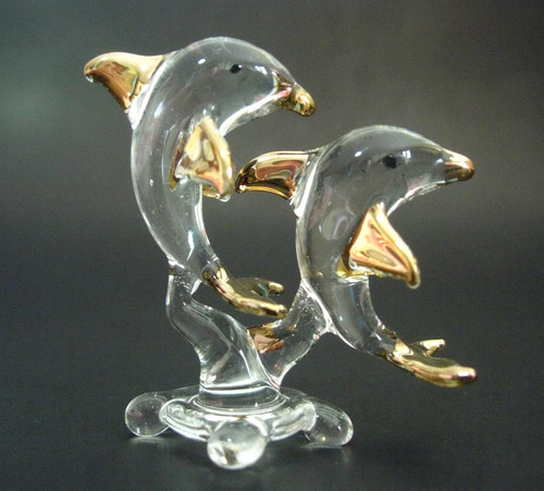 Blown glass twin dolphin - blown,