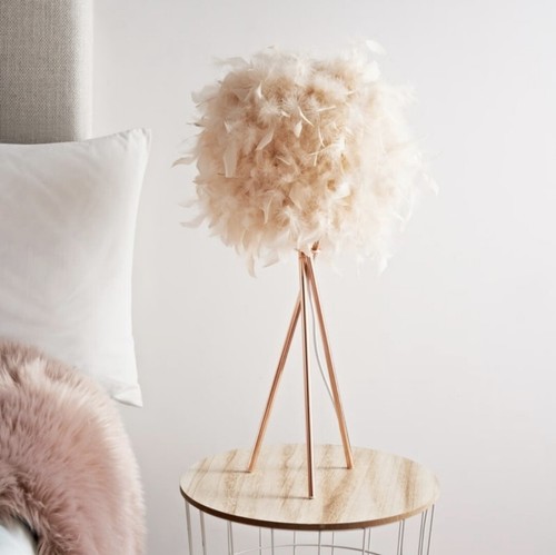 62cm feather lamp - feather, rose