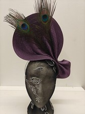 purple large straw fascinator