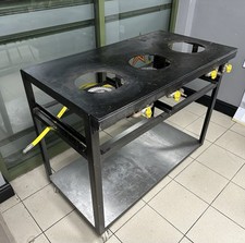 3 BURNER COMMERCIAL COOKER with SPLASH BACK AND SPICE RACK