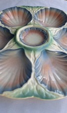 Beautiful Vintage Sarreguemines Pottery Oyster Dish