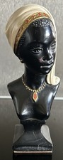 Vintage Black Woman In Headscarf Bust Ornament African Art  1970’s Retro 500g