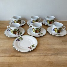 6 X Royal Norfolk China Cup And Saucer Set With Fruit Decoration - Berries -