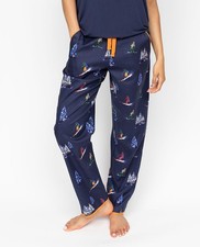 Cyberjammies Pyjama Bottoms Cotton Modal Women Alpes Blue Ski Print
