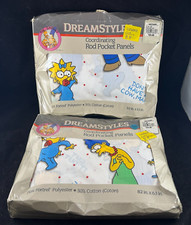 1990 THE SIMPSONS DREAMSTYLES ROD POCKET CURTAIN PANELS x2 SEALED BIBB CO. VTG