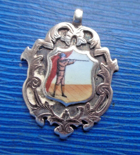 Silver enamel shooting medal - shooting,