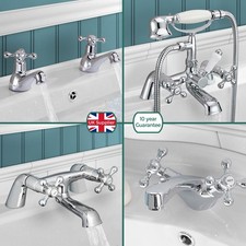 Nes Home Classic Chrome Bathroom Sink Basin Mono Mixer, Bath Filler, Shower Tap