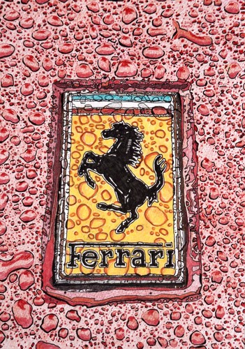 Ferrari badge the rain - ferrari,