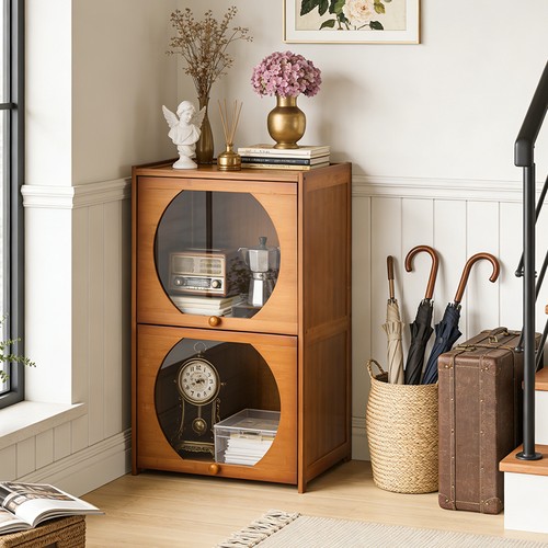 Vintage bamboo storage cabinet - storage,