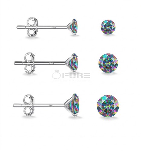 Rainbow round crystal - crystal, stud