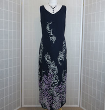J Taylor Maxi Dress Size 14 Navy Floral Print Sleeveless Party Holiday Summer