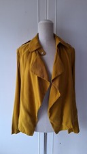 ZARA Gorgeous Mustard Yellow Jacket Relaxed Waterfall Style Collar Detail Size M