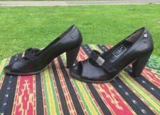 G Star Raw Black Leather high heeled Pumps / Court Shoes Size UK 4 EU37