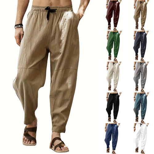 Men baggy cotton linen - men, casual