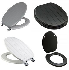 Universal Toilet Seat Bathroom WC Easy Fit including Fittings Wooden MDF W/C New