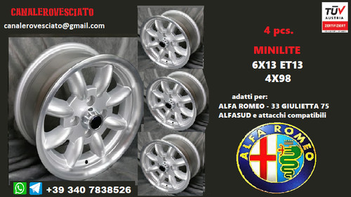 Minilite wheels 6x13 4x98 alfa - minilite,