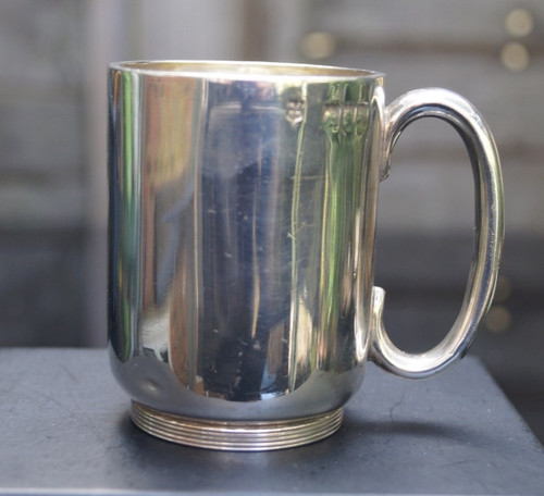 Solid silver christening mug - silver,