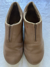 Bloch Girls Tap Shoes Sz 1 Tan Leather Slip On Split Sole  Shockwave Taps