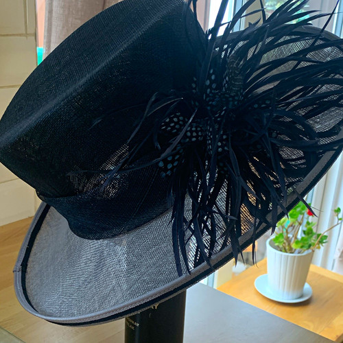 Black sinamay wide brim - sinamay,