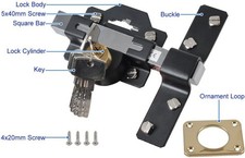 Concise Home 50mm Double Long Throw Gate Lock 5 Keys Garden Locking Both Sides