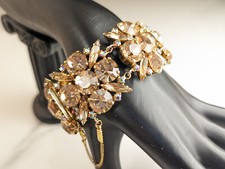 Beautiful Vintage Yellow Topaz Colour Crystal Bracelet by Monet Jewellery