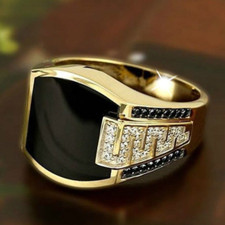 18K GOLD EP BLACK AND ROUND CZ