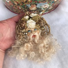 FESTIVE OLD WORLD ST NICOLAS SANTA CLAUS WICKER JINGLE BELL HEAD TREE DECORATION