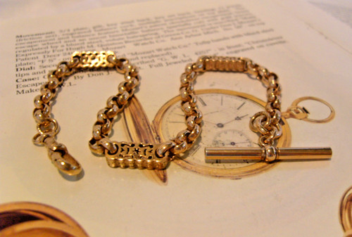 Pocket watch chain antique 9ct - pocket,