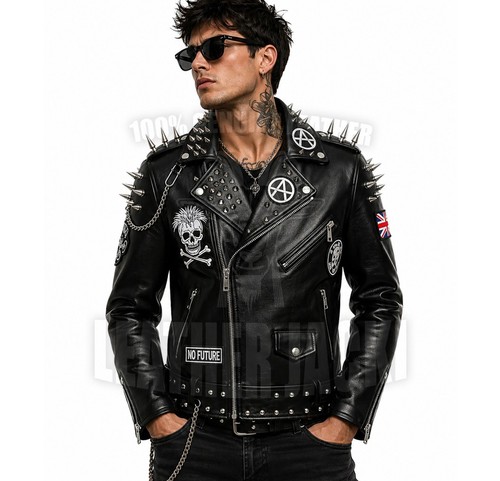 Men black punk skull - men’s,