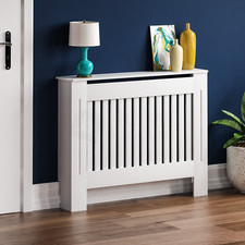 SALE Radiator Cover Medium Modern Cabinet Shelf MDF Slat Grill Furniture White 