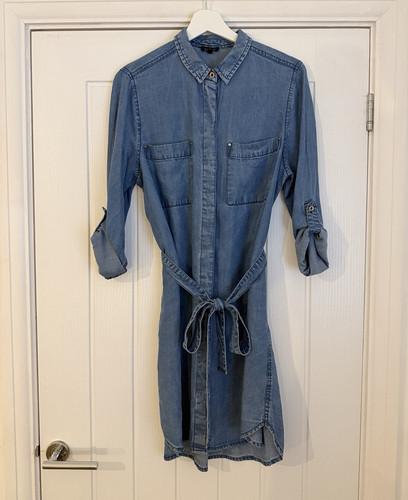 River island blue denim button - blue,