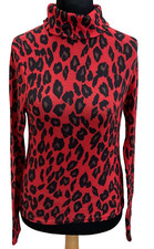 Primark animal print  top Size S 10  Polyester Mix roll neck womens 