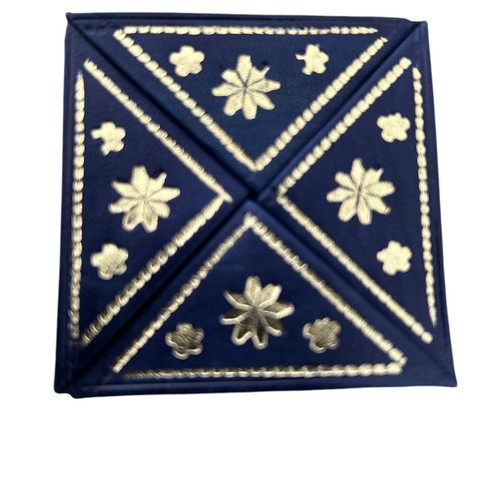 Leather gold blue purse - leather,