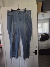 Bohoo Blue Ripped Jeans Plus