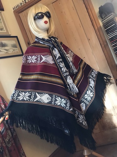 Aztec peruvian poncho knitted - peruvian,