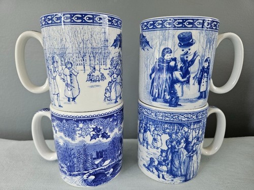 Spode christmas mugs blue - christmas,