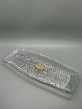 Guaranteed Lead Crystal Serving Dish Rectangular Clear Tray Tree Bark Texture