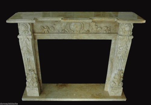Travertine stone fireplace - travertine,